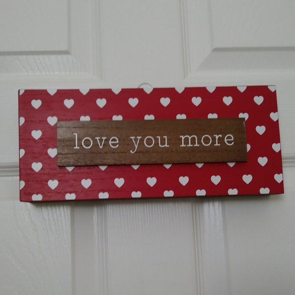 Singsong International Other - Love You More Wood Wall Decoration Frame Red with White Hearts.